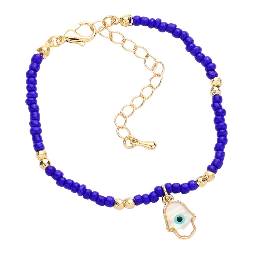 Evil Eye Beads Bracelet and Lucky Hamsa Hand, Evil Eye Beads, Ojos Turcos Y  Mano De Fatima, Turkisk Eye - Etsy | Beaded bracelets, Glass beaded  bracelets, Tassel bracelet